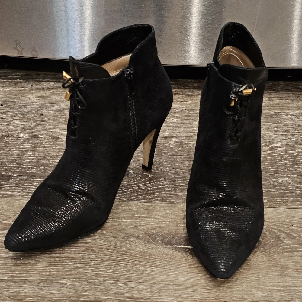 LANVIN Paris Black Shimmery Ankle Booties